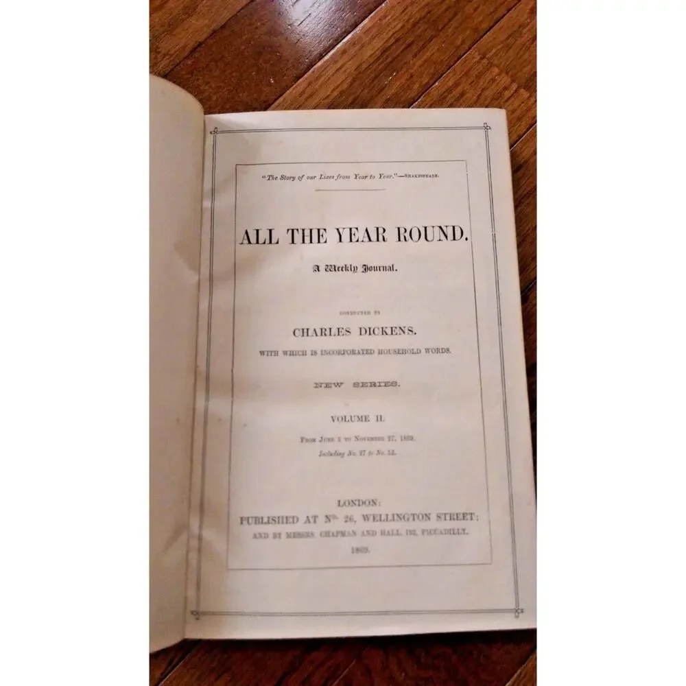 All The Year Round 1869 - Volume 2 - Charles Dickens - No. 27 to No. 52 - RARE